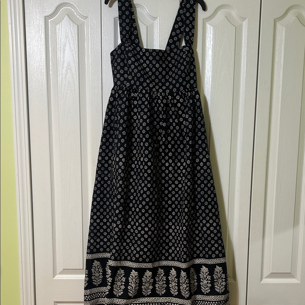 J. Crew Black Maxi Dress with White Pattern
